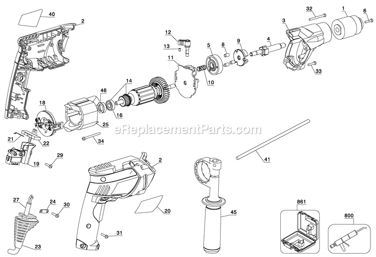 Black and Decker KR750K-B2 (Type 1) 1/2 Hammer Drill Power Tool Page A Diagram